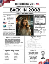 White Newspaper Model 2008 Birthday Poster 16 year