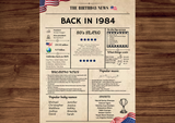 Newspaper 1984 Birthday Poster 40-year NOT Customize