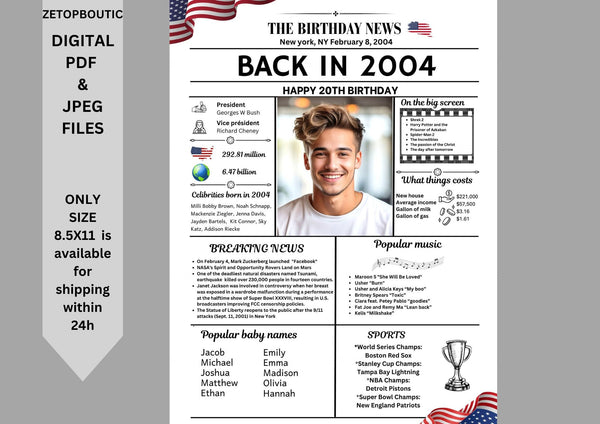 White Newspaper Model 2004 Birthday Poster 20 year