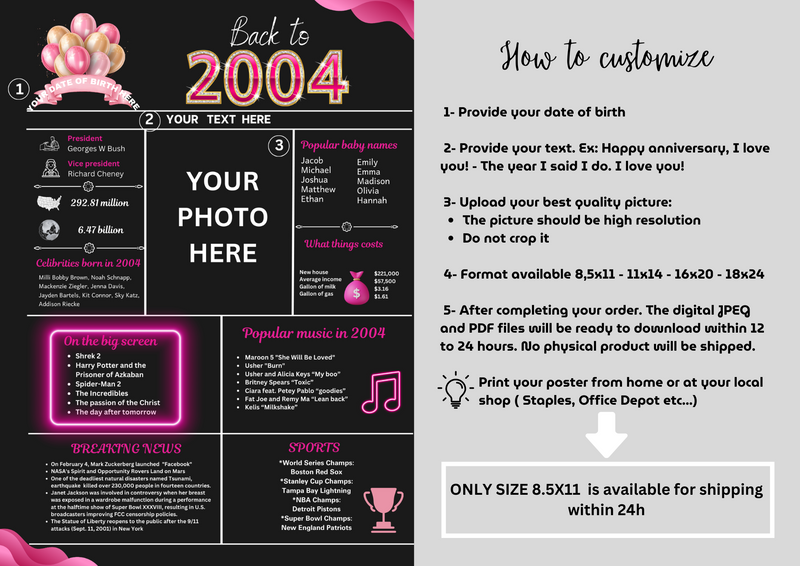 Pink Model 2004 Birthday Poster 20 year