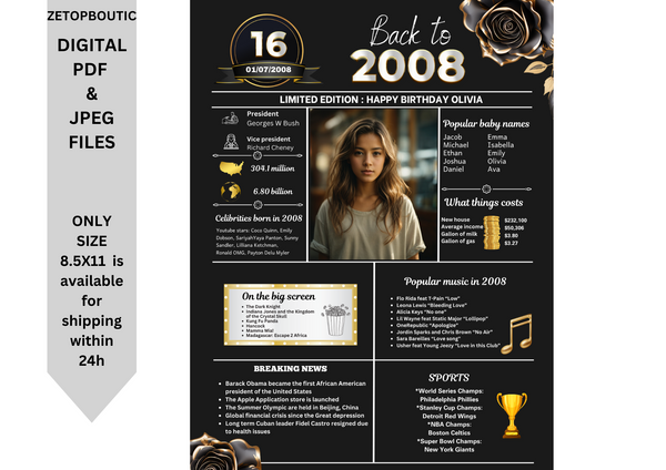 Black rose Model 2008 Birthday poster 16 year