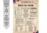 Newspaper 2008 Birthday Poster 16 year NOT Customize