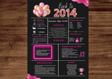 Pink 2014 Birthday Poster 10 year NOT customize