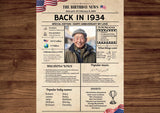 Newspaper Model 1934 Birthday Poster 90 year