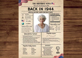 Newspaper Model 1944 Birthday Poster 80 year