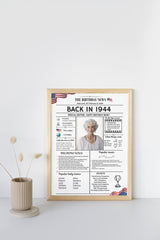 White Newspaper Model 1944 Birthday Poster 80 year