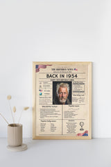 Newspaper Model 1954 Birthday Poster 70 year