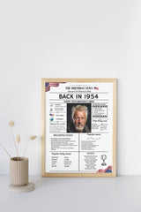 White Newspaper Model 1954 Birthday Poster 70 year