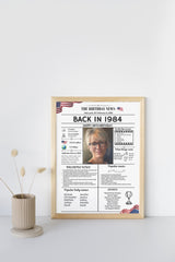 White Newspaper Model 1984 Birthday Poster 40 year