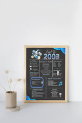 Blue 2003 Birthday Poster 21 year NOT customize