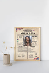 Newspaper Model 2003 Birthday Poster 21 year